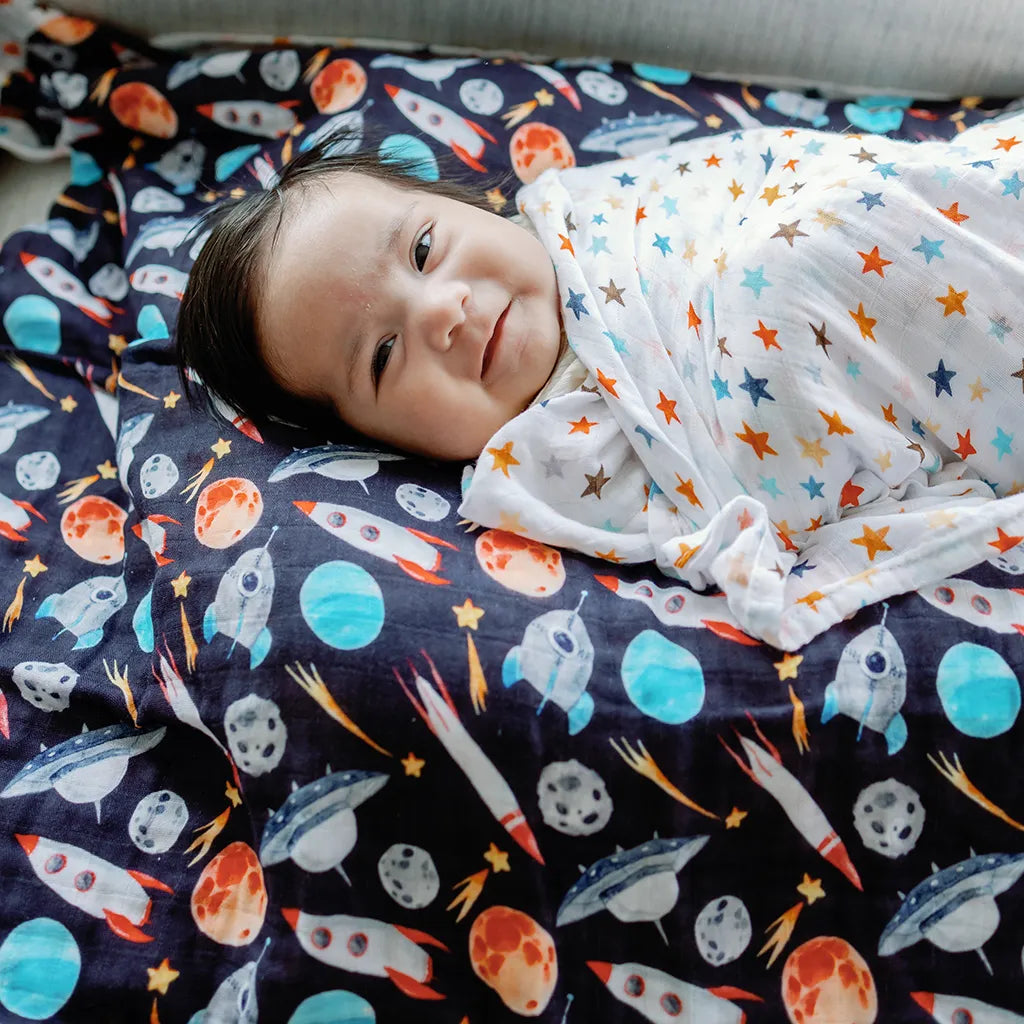 Enzo Star Muslin Swaddle Receiving Blanket Peachier Goods