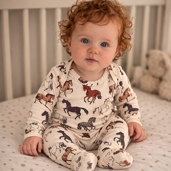Hudson Horse Pajamas | Footie Sleep Set | Boy Sleepwear | Peachier