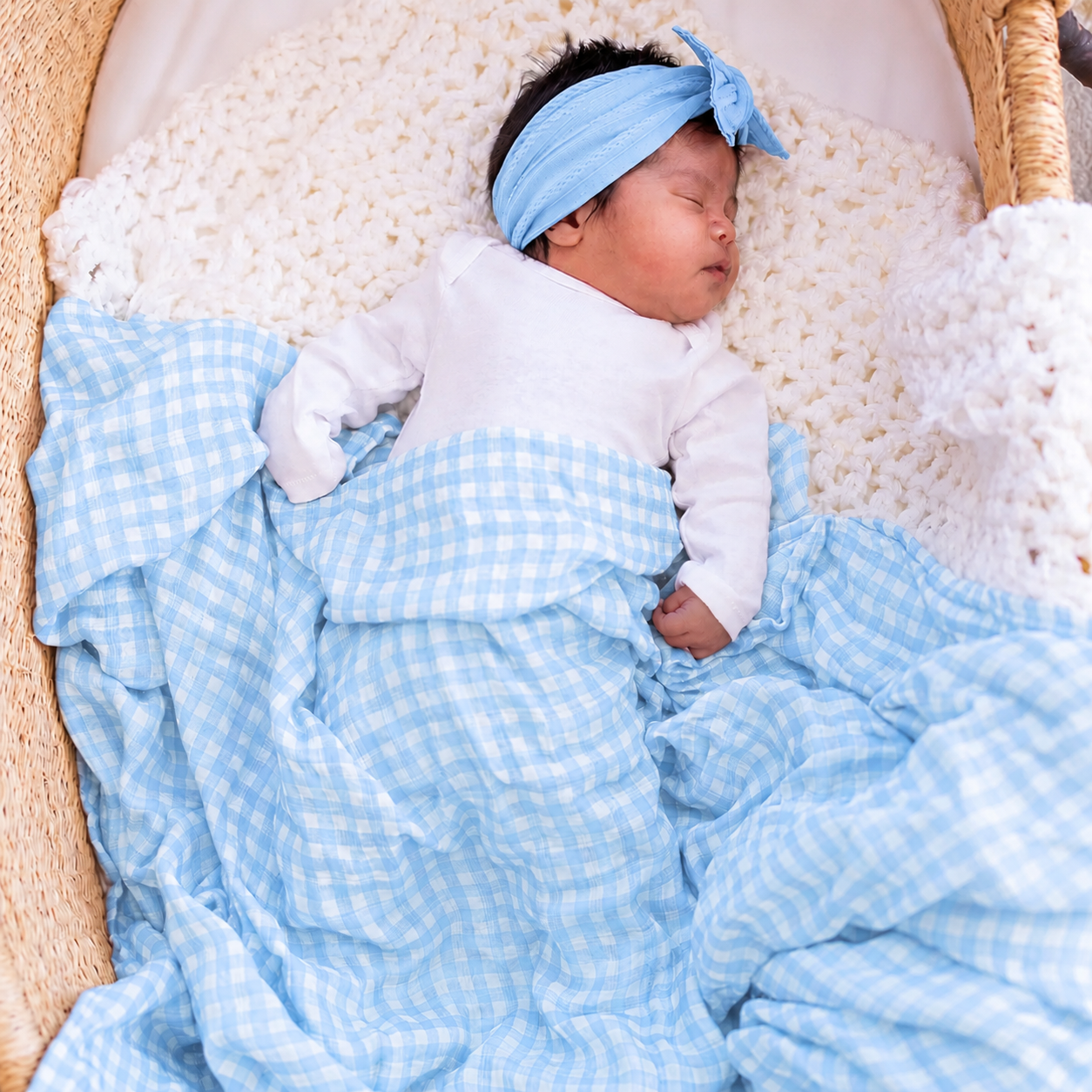 Blue Gingham Swaddle - main product photo