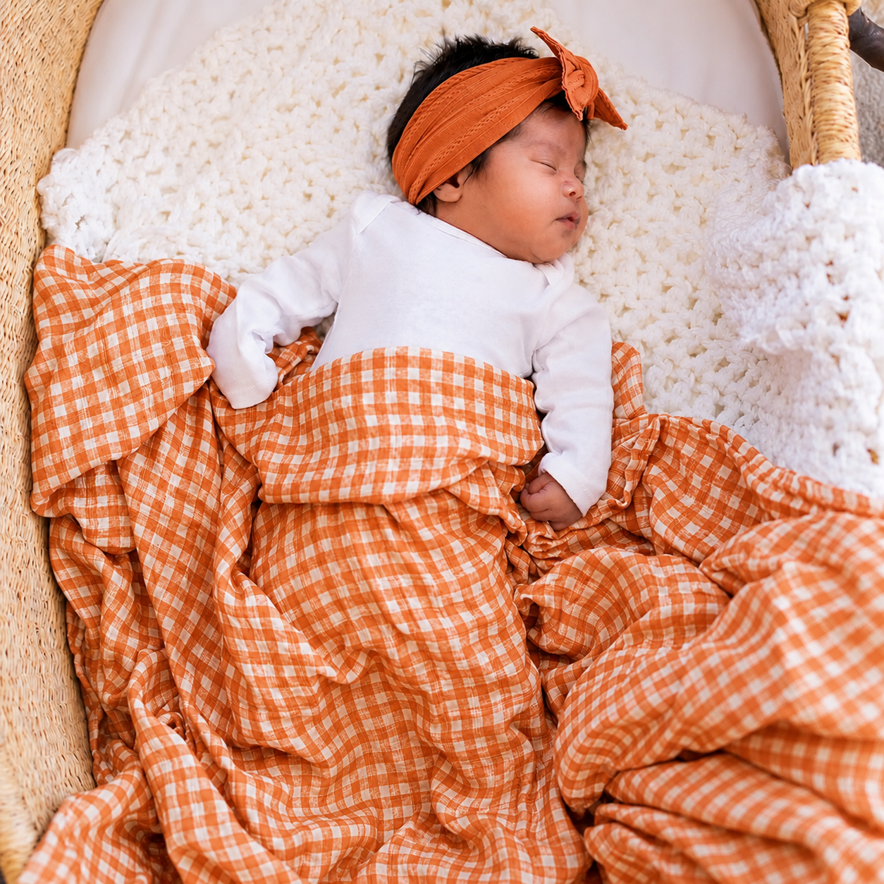 Orange Gingham Swaddle - main product photo