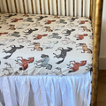 Hudson horse print fitted crib sheet in cowboy western design, organic cotton baby bedding