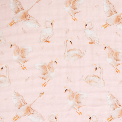 Svana Swaddle fabric close-up showing the print and texture